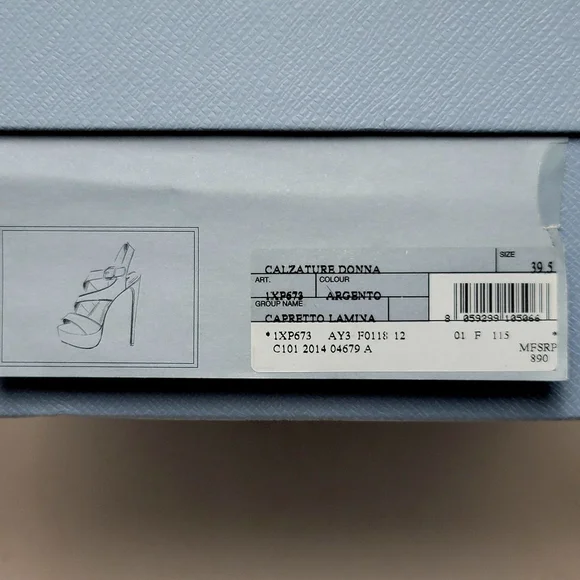 Prada Metallic Silver Platform Slingeback Strappy Straps Heel Sandals Size 39.5 - Picture 6 of 16